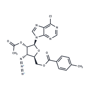 化合物 6-Chloro-9-[2-O-acetyl-5-O-(p-toluoyl)-3-azido-3-deoxy-beta-L-ribofuranosyl]-9H-purine|TNU1140|TargetMol