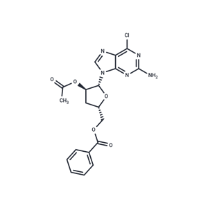 化合物 2-Amino-6-chloro-9-(3-deoxy-2-O-acetyl-5-O-benzoyl-beta-D-ribofuanosyl)-9H-purine|TNU0982|TargetMol