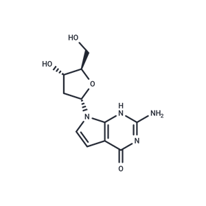 化合物 7-Deaza-2’-deoxyguanosine; ?2-Amino-7-(2-deoxy-b-D-ribofuranosyl)-7H-pyrrolo[2,3-d]pyrimidin-4(3H)-one|TNU1027|TargetMol