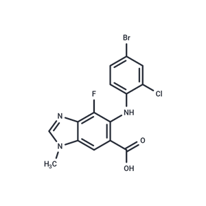 化合物 5-((4-Bromo-2-chlorophenyl)amino)-4-fluoro-1-methyl-1H-benzo[d]imidazole-6-carboxylic acid|T66323|TargetMol