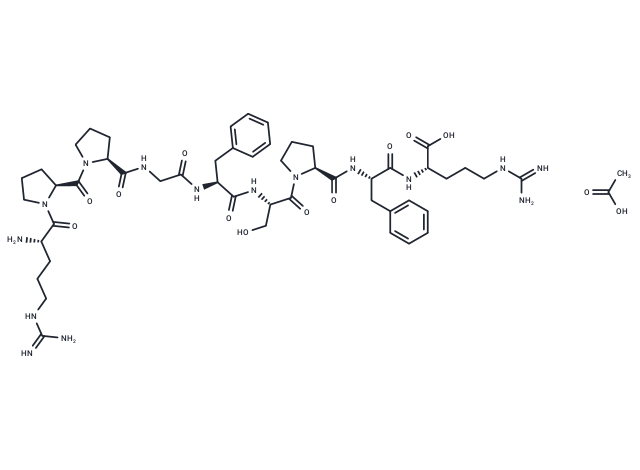 化合物 (S)-2-((S)-2-((S)-1-((S)-2-((S)-2-(2-((S)-1-((S)-1-((S)-2-Amino-5-guanidinopentanoyl)pyrrolidine-2-carbonyl)pyrrolidine-2-carboxamido)acetamido)-3-phenylpropanamido)-3-hydroxypropanoyl)pyrrolidine-2-carboxamido)-3-phenylpropanamido)-5-guanidinopentanoic acid acetic acid salt,(S)-2-((S)-2-((S)-1-((S)-2-((S)-2-(2-((S)-1-((S)-1-((S)-2-Amino-5-guanidinopentanoyl)pyrrolidine-2-carbonyl)pyrrolidine-2-carboxamido)acetamido)-3-phenylpropanamido)-3-hydroxypropanoyl)pyrrolidine-2-carboxamido)-3-phenylpropanamido)-5-guanidinopentanoic acid acetic acid salt