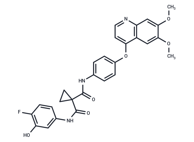 化合物 N-(4-((6,7-Dimethoxyquinolin-4-yl)oxy)phenyl)-N-(4-fluoro-3-hydroxyphenyl)cyclopropane-1,1-dicarboxamide,N-(4-((6,7-Dimethoxyquinolin-4-yl)oxy)phenyl)-N-(4-fluoro-3-hydroxyphenyl)cyclopropane-1,1-dicarboxamide