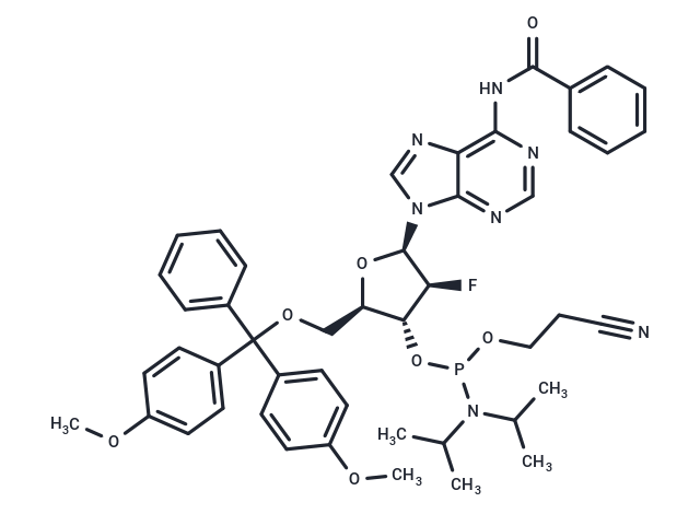 化合物 N6-Benzoyl-5’-O-(4,4’-dimethoxytrityl)-2’-fluoro-2’-deoxyarabinoadenosine-3’-O-[(2-cyanoethyl)-(N,N-diisopropyl)]phosphoramidite,2’-Fluoro-2’-deoxy-ara-A(Bz)-3’-phosphoramidite