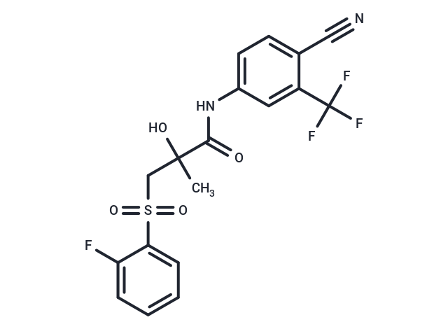 化合物 N-(4-Cyano-3-(trifluoromethyl)phenyl)-3-((2-fluorophenyl)sulfonyl)-2-hydroxy-2-methylpropanamide,N-(4-Cyano-3-(trifluoromethyl)phenyl)-3-((2-fluorophenyl)sulfonyl)-2-hydroxy-2-methylpropanamide