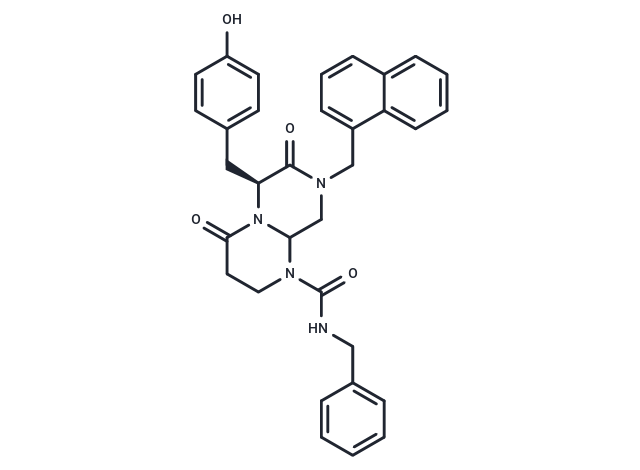 化合物 (6S)-N-Benzyl-6-(4-hydroxybenzyl)-8-(naphthalen-1-ylmethyl)-4,7-dioxohexahydro-2H-pyrazino[1,2-a]pyrimidine-1(6H)-carboxamide,(6S)-N-Benzyl-6-(4-hydroxybenzyl)-8-(naphthalen-1-ylmethyl)-4,7-dioxohexahydro-2H-pyrazino[1,2-a]pyrimidine-1(6H)-carboxamide