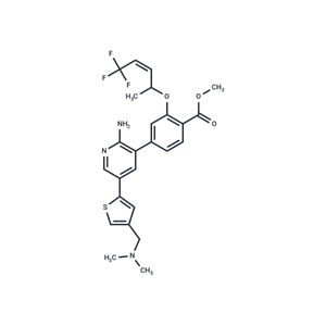 化合物 methyl (Z)-4-(2-amino-5-(4-((dimethylamino)methyl)thiophen-2-yl)pyridin-3-yl)-2-((5,5,5-trifluoropent-3-en-2-yl)oxy)benzoate|T60059|TargetMol