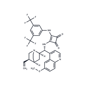 化合物 3-((3,5-Bis(trifluoromethyl)phenyl)amino)-4-(((1R)-(6-methoxyquinolin-4-yl)(5-vinylquinuclidin-2-yl)methyl)amino)cyclobut-3-ene-1,2-dione|T67231|TargetMol