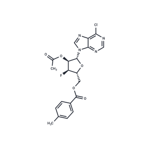 化合物 9-(2-O-Acetyl-5-O-(p-Toluoyl)-3-deoxy-3-fluoro-beta-D-ribofuranosyl)-6-chloro-9H-purine|TNU0632|TargetMol