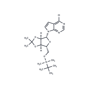 化合物 4-Chloro-7-[(5-O-t-butyldimethylsilyl)-2,3-O-isopropyli-dene-β-D-ribofuranosyl]-7H-pyrrolo[2,3-d]pyrimidine|TNU1068|TargetMol