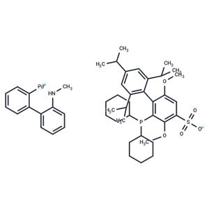 化合物 Methanesulfonato(2-dicyclohexylphosphino-3,6-dimethoxy-2',4',6'-tri-i-propyl-1,1'-biphenyl)(2'-methylamino-1,1'-biphenyl-2-yl)palladium(II)|T64764|TargetMol