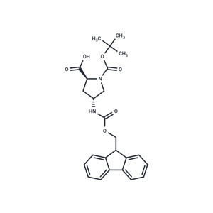 化合物 (2S,4R)-4-((((9H-Fluoren-9-yl)methoxy)carbonyl)amino)-1-(tert-butoxycarbonyl)pyrrolidine-2-carboxylic acid|T66981|TargetMol