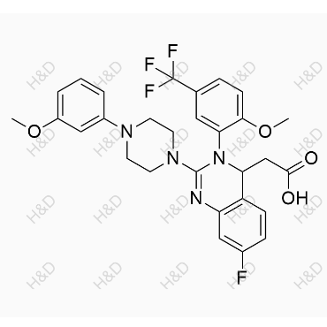 來特莫韋雜質(zhì)21,2-(7-fluoro-3-(2-methoxy-5-(trifluoromethyl)phenyl)-2-(4-(3-methoxyphenyl)piperazin-1-yl)-3,4-dihydroquinazolin-4-yl)acetic acid