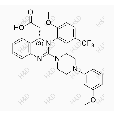 來特莫韋雜質(zhì)24,(S)-2-(3-(2-methoxy-5-(trifluoromethyl)phenyl)-2-(4-(3-methoxyphenyl)piperazin-1-yl)-3,4-dihydroquinazolin-4-yl)acetic acid