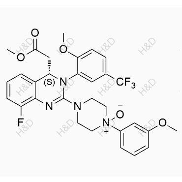 來(lái)特莫韋雜質(zhì)30,(S)-4-(8-fluoro-4-(2-methoxy-2-oxoethyl)-3-(2-methoxy-5-(trifluoromethyl)phenyl)-3,4-dihydroquinazolin-2-yl)-1-(3-methoxyphenyl)piperazine 1-oxide