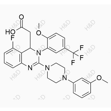 來特莫韋雜質(zhì)46,2-(5-fluoro-3-(2-methoxy-5-(trifluoromethyl)phenyl)-2-(4-(3-methoxyphenyl)piperazin-1-yl)-3,4-dihydroquinazolin-4-yl)acetic acid