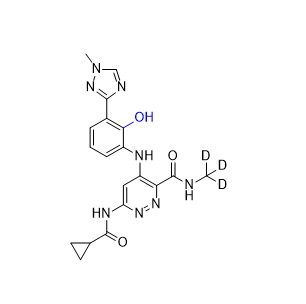 氘可來(lái)昔替尼雜質(zhì)08,(cyclopropanecarboxamido)-4-((2-hydroxy-3-(1-methyl-1H-1,2,4-triazol-3-yl)phenyl)amino)-N-(methyl-d3)pyridazine-3-carboxamide