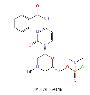 Morpholino C subunit; 6-(4-benzamido-2-oxopyrimidin-1(2H)-yl)-4-tritylmorpholin-2-yl)methyl Dimethylphosphoramidochloridate