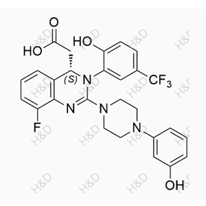 (S)-2-(8-fluoro-3-(2-hydroxy-5-(trifluoromethyl)phenyl)-2-(4-(3-hydroxyphenyl)piperazin-1-yl)-3,4-dihydroquinazolin-4-yl)acetic acid	来特莫韦杂质23