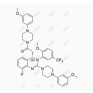 來特莫韋雜質(zhì)31,(S)-2-(8-fluoro-3-(2-methoxy-5-(trifluoromethyl)phenyl)-2-(4-(3-methoxyphenyl)piperazin-1-yl)-3,4-dihydroquinazolin-4-yl)-1-(4-(3-methoxyphenyl)piperazin-1-yl)ethanone