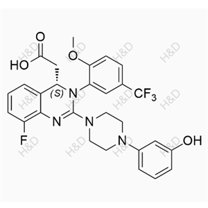 來特莫韋雜質(zhì)32,(S)-2-(8-fluoro-2-(4-(3-hydroxyphenyl)piperazin-1-yl)-3-(2-methoxy-5-(trifluoromethyl)phenyl)-3,4-dihydroquinazolin-4-yl)acetic acid