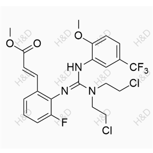 來(lái)特莫韋雜質(zhì)34,(2E)-methyl 3-(2-(((bis(2-chloroethyl)amino)((2-methoxy-5-(trifluoromethyl)phenyl)amino)methylene)amino)-3-fluorophenyl)acrylate