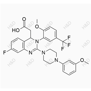 來特莫韋雜質(zhì)44,2-(7-fluoro-3-(2-methoxy-5-(trifluoromethyl)phenyl)-2-(4-(3-methoxyphenyl)piperazin-1-yl)-3,4-dihydroquinazolin-4-yl)acetic acid