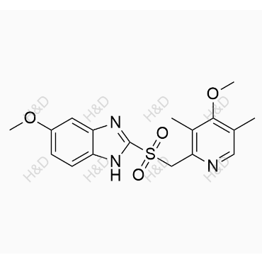 奧美拉唑雜質(zhì)D,5-Methoxy-2-[[(4-methoxy-3,5-dimethyl-2-pyridinyl)methyl]sulfonyl]-1H-benzimidazole