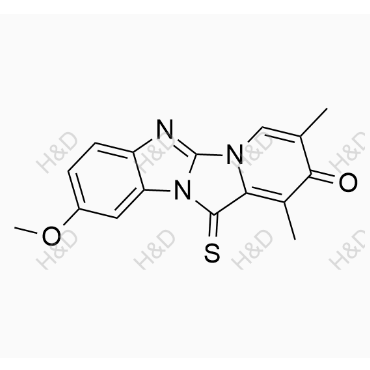 奧美拉唑雜質(zhì)G,9-methoxy-1,3-dimethyl-12-thioxobenzo[4',5']imidazo[2',1':2,3]imidazo[1,5-a]pyridin-2(12H)-one