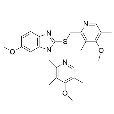 奧美拉唑中間體目標(biāo)雜質(zhì)1,6-methoxy-1-((4-methoxy-3,5-dimethylpyridin-2-yl)methyl)-2-(((4-methoxy-3,5-dimethylpyridin-2-yl)methyl)thio)-1H-benzo[d]imidazole;