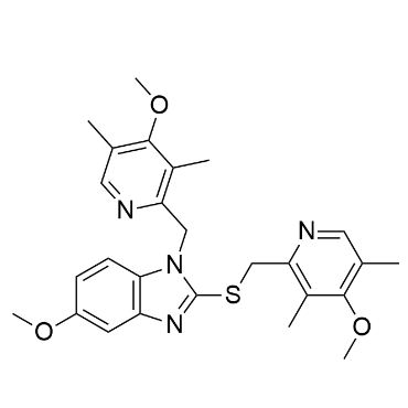 奧美拉唑中間體目標(biāo)雜質(zhì)2,5-methoxy-1-((4-methoxy-3,5-dimethylpyridin-2-yl)methyl)-2-(((4-methoxy-3,5-dimethylpyridin-2-yl)methyl)thio)-1H-benzo[d]imidazole;