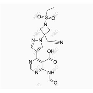 巴瑞替尼雜質(zhì)51,4-(1-(3-(cyanomethyl)-1-(ethylsulfonyl)azetidin-3-yl)-1H-pyrazol-4-yl)-6-formamidopyrimidine-5-carboxylic acid