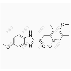 奧美拉唑雜質(zhì)E,4-methoxy-2-(((5-methoxy-1H-benzo[d]imidazol-2-yl)sulfinyl)methyl)-3,5-dimethylpyridine 1-oxide