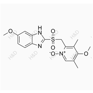 奧美拉唑雜質(zhì)I,4-methoxy-2-(((6-methoxy-1H-benzo[d]imidazol-2-yl)sulfonyl)methyl)-3,5-dimethylpyridine 1-oxide