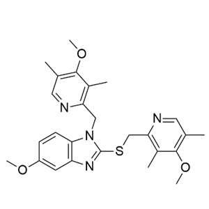 5-methoxy-1-((4-methoxy-3,5-dimethylpyridin-2-yl)methyl)-2-(((4-methoxy-3,5-dimethylpyridin-2-yl)methyl)thio)-1H-benzo[d]imidazole;	奧美拉唑中間體目標(biāo)雜質(zhì)2