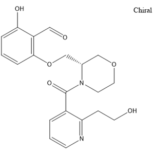 化合物 OSIVELOTOR,Benzaldehyde, 2-hydroxy-6-[[(3S)-4-[[2-(2-hydroxyethyl)-3-pyridinyl]carbonyl]-3-morpholinyl]methoxy]-