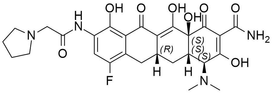 依拉環(huán)素,(4S,4aS,5aR,12aS)-4-(dimethylamino)-7-fluoro-3,10,12,12a-tetrahydroxy-1,11-dioxo-9-(2-(pyrrolidin-1-yl)acetamido)-1,4,4a,5,5a,6,11,12a-octahydrotetracene-2-carboxamide