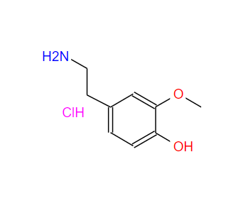 2-甲氧基-4-(2-氨基乙基)苯酚,3-O-Methyldopamine hydrochloride