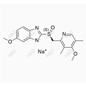 埃索美拉唑（鈉鹽）,sodium (S)-6-methoxy-2-(((4-methoxy-3,5-dimethylpyridin-2-yl)methyl)sulfinyl)benzo[d]imidazol-1-ide