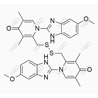 埃索美拉唑雜質(zhì)H215/02,2,2'-(disulfanediylbis(methylene))bis(1-(5-methoxy-1H-benzo[d]imidazol-2-yl)-3,5-dimethylpyridin-4(1H)-one)