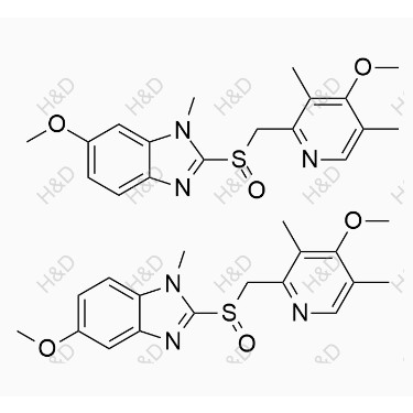 埃索美拉唑雜質(zhì)H193,5-methoxy-2-(((4-methoxy-3,5-dimethylpyridin-2-yl)methyl)sulfinyl)-1-methyl-1H-benzo[d]Imidazole Compound with 6-methoxy-2-(((4-methoxy-3,5-dimethylpyridin-2-yl)methyl)sulfinyl)-1-methyl-1H-benzo[d]imidazole