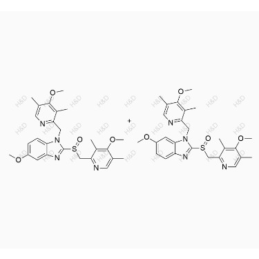 埃索美拉唑杂质48,5-methoxy-1-((4-methoxy-3,5-dimethylpyridin-2-yl)methyl)-2-(((4-methoxy-3,5-dimethylpyridin-2-yl)methyl)sulfinyl)-1H-benzo[d]imidazole compound with 6-methoxy-1-((4-methoxy-3,5-dimethylpyridin-2-yl)methyl)-2-(((4-methoxy-3,5-dimethylpyridin-2-yl)methyl)sulfinyl)-1H-benzo[d]imidazole