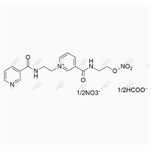 mono(1-(2-(nicotinamido)ethyl)-3-((2-(nitrooxy)ethyl)carbamoyl)pyridin-1-ium) monoformate mononitrate	尼可地尔二聚体(半甲酸半硝酸）