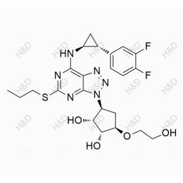 替格瑞洛雜質(zhì)J,(1R,2R,3S,5R)-3-(7-(((1S,2R)-2-(3,4-difluorophenyl)cyclopropyl)amino)-5-(propylthio)-3H-[1,2,3]triazolo[4,5-d]pyrimidin-3-yl)-5-(2-hydroxyethoxy)cyclopentane-1,2-diol