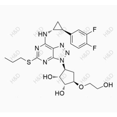 替格瑞洛雜質(zhì)L,(1R,2R,3S,5R)-3-(7-(((1R,2S)-2-(3,4-difluorophenyl)cyclopropyl)amino)-5-(propylthio)-3H-[1,2,3]triazolo[4,5-d]pyrimidin-3-yl)-5-(2-hydroxyethoxy)cyclopentane-1,2-diol