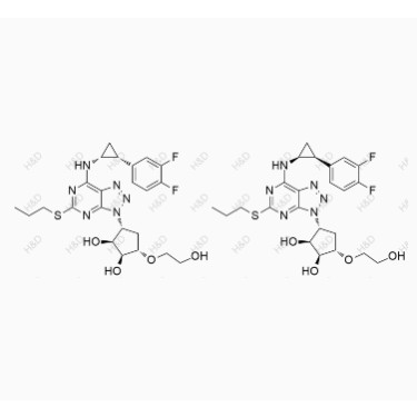 替格瑞洛雜質(zhì)M,(1S,2S,3R,5S)-3-(7-(((1R,2R)-2-(3,4-difluorophenyl)cyclopropyl)amino)-5-(propylthio)-3H-[1,2,3]triazolo[4,5-d]pyrimidin-3-yl)-5-(2-hydroxyethoxy)cyclopentane-1,2-diolcompound with (1S,2S,3R,5S)-3-(7-(((1S,2S)-2-(3,4-difluorophenyl)cyclopropyl)amino)-5-(propylthio)-3H-[1,2,3]triazolo[4,5-d]pyrimidin-3-yl)-5-(2-hydroxyethoxy)cyclopentane-1,2-diol