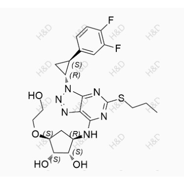 替格瑞洛雜質(zhì)R,(1S,2S,3R,5S)-3-((3-((1R,2S)-2-(3,4-difluorophenyl)cyclopropyl)-5-(propylthio)-3H-[1,2,3]triazolo[4,5-d]pyrimidin-7-yl)amino)-5-(2-hydroxyethoxy)cyclopentane-1,2-diol