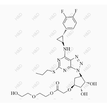 替格瑞洛雜質21,2-(2-hydroxyethoxy)ethyl 2-(((1S,2S,3S,4S)-4-(7-(((1R,2R)-2-(3,4-difluorophenyl)cyclopropyl)amino)-5-(propylthio)-3H-[1,2,3]triazolo[4,5-d]pyrimidin-3-yl)-2,3-dihydroxycyclopentyl)oxy)acetate