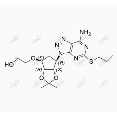 替格瑞洛雜質(zhì)22,2-(((3aR,4S,6S,6aS)-6-(7-amino-5-(propylthio)-3H-[1,2,3]triazolo[4,5-d]pyrimidin-3-yl)-2,2-dimethyltetrahydro-3aH-cyclopenta[d][1,3]dioxol-4-yl)oxy)ethanol