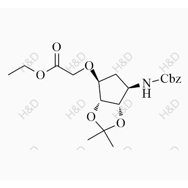 替格瑞洛雜質(zhì)25,ethyl 2-(((3aR,4S,6R,6aS)-6-(((benzyloxy)carbonyl)amino)-2,2-dimethyltetrahydro-3aH-cyclopenta[d][1,3]dioxol-4-yl)oxy)acetate