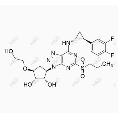 替格瑞洛雜質(zhì)48,(1S,2S,3R,5S)-3-(7-(((1R,2S)-2-(3,4-difluorophenyl)cyclopropyl)amino)-5-(propylsulfonyl)-3H-[1,2,3]triazolo[4,5-d]pyrimidin-3-yl)-5-(2-hydroxyethoxy)cyclopentane-1,2-diol